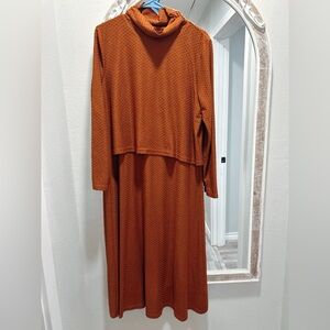 Dainty Jewells Rust Orange Maxi Turtleneck Dress